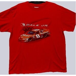 Vintage Dale Earnhardt Jr Budweiser NASCAR 2005 Schedule T-Shirt Red Mens L